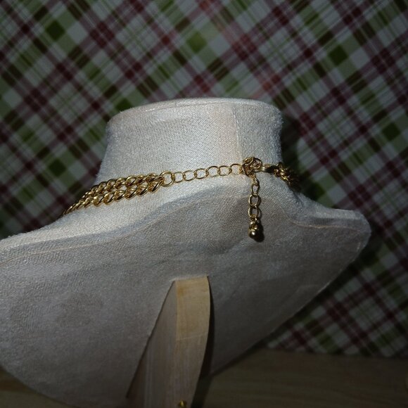 Gold Tone Yellow Rhinestone Teardrop Vintage Necklace Costume Jewelry #108 - Picture 4 of 9